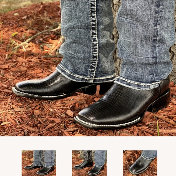 RG Boots Black Lizard Leather Boots With Black Shaft- 9